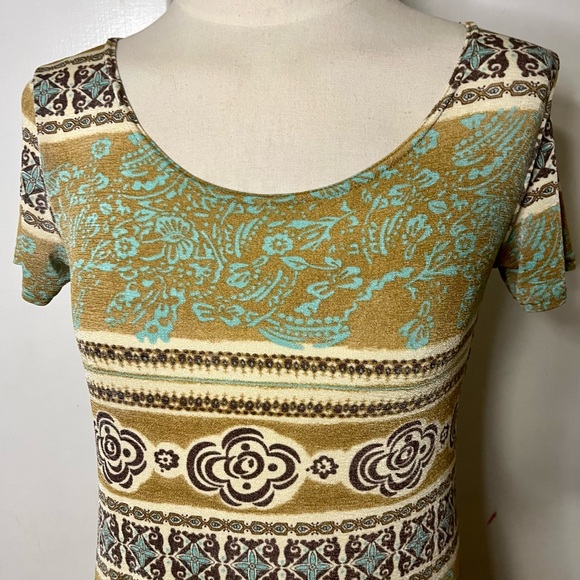 Vintage 90s Boho Striped Slinky Mesh Maxi Dress Size Medium - Picture 2 of 5